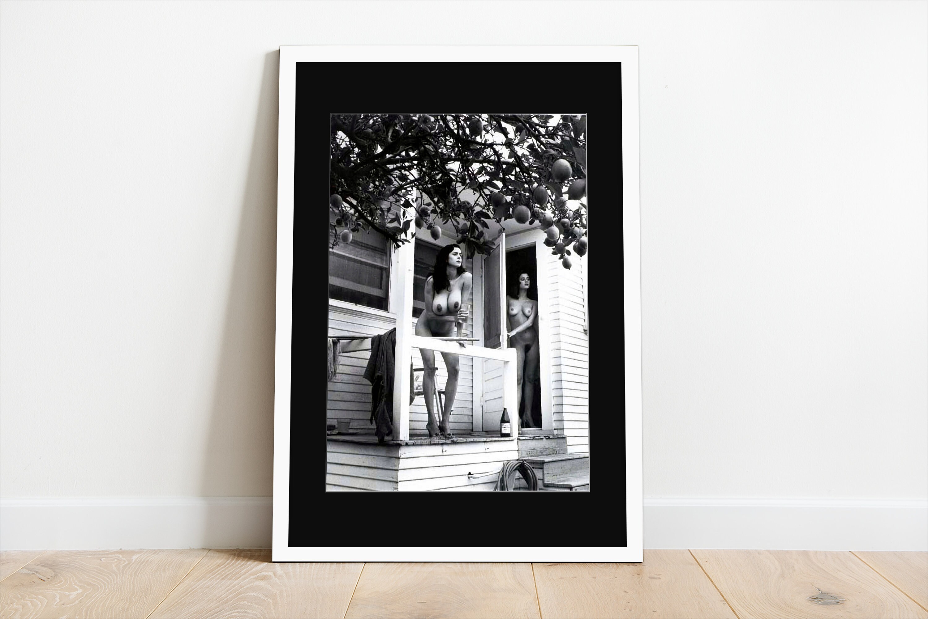 Print of Roberta Vasquez and Ava Fabian by Helmut Newton Playmates Print Wood Frame With