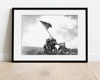 Fine Art photo of Raising the Flag on Iwo Jima - Battle of Iwo Jima print - Fine Art Gallery Frame