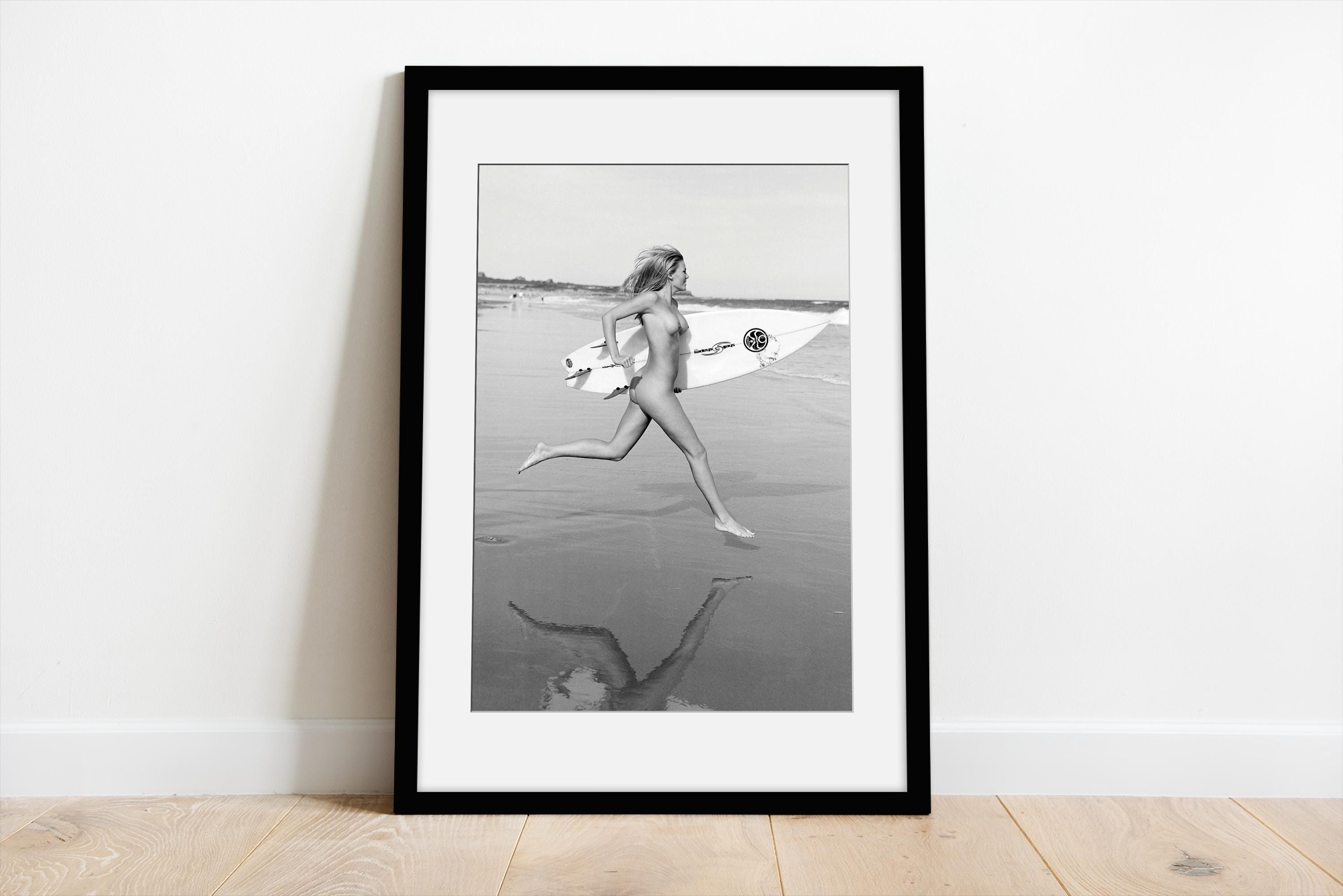 Nude Surfer Fine Art Photo Nude Surfer Girl Surfing Famed & Mounted