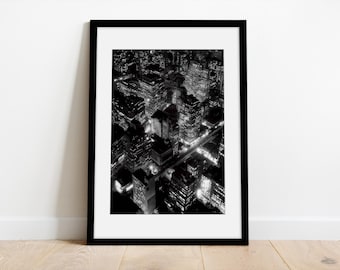 Fine Art photo of New York at Night, 1932 by Berenice Abbott | New York lights | Framed print with Matboard