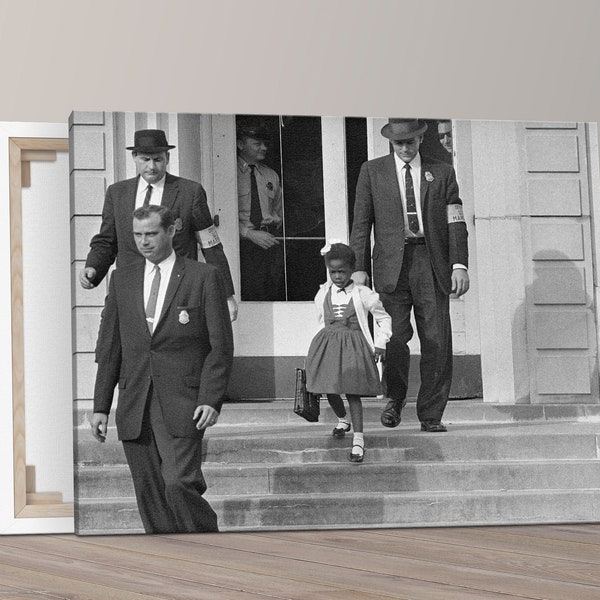 Human Rights canva - Ruby Bridges Goes to School - Symbol of desegregation - Framed or Rolled canva