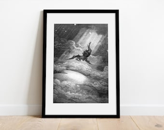 ギュスターヴ・ドーレ 1800年代 ミルトンの失楽園 木版画「サタンの