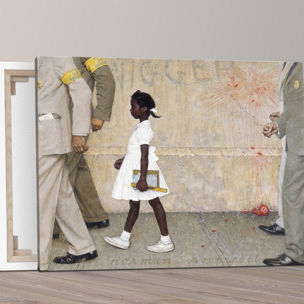 Human Rights canva - canva of Ruby Bridges Artwork - Rockwell Painting - Framed or Rolled canva