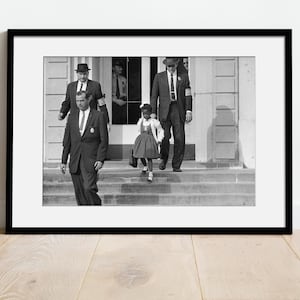 Human Rights Fine Art photo - Ruby Bridges Goes to School - Symbol of desegregation - Wood Frame With PassePartout