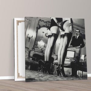 Black and White, Two Pairs of Legs in Black Stockings by Helmut Newton | Framed or Rolled Fine Art canva