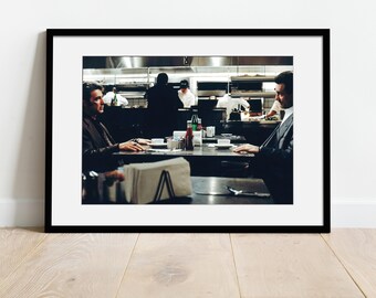 Fotografia artística da cena do restaurante em Heat | Heat com Al Pacino - Robert De Niro | Impressão emoldurada com passe-partout