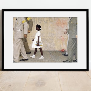 Pintura de Rockwell de Ruby Bridges. Fotografía de bellas artes / Impresión montada y enmarcada.