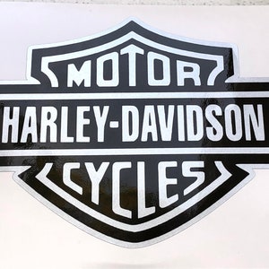 Harley Davidson Logo-Emblem, klassisches Logo, Harz-Aufkleber, 3D-Effekt,  für Tank oder Helm, Schwarz Chrom : : Auto & Motorrad
