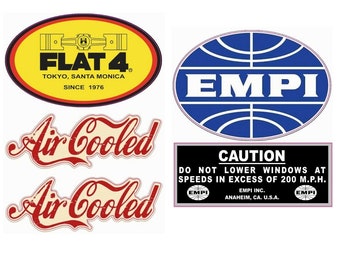5x Aircooled Aufkleber Kult Sticker Set für Käfer Bus Bulli usw. Camper Airride Low Bug Boxer Motor Doka Pritsche Custom Umbau #629