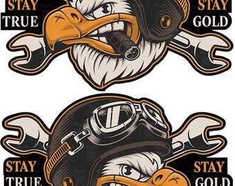 2x Eagle Sticker Cult Sticker Eagle Motorcycle Biker Custom Tank Car USA V8 V2 Chopper Bobber Conversion Oldschool Vintage Car M308