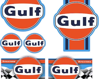 6x Gulf Racing Aufkleber Kult Sticker Oldtimer Youngtimer Auto Tuning V8 Rally Rennsport Sponsoren Rennwagen Motorsport