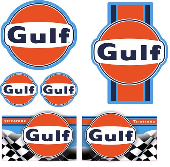 6x Gulf Racing Aufkleber Kult Sticker Oldtimer Youngtimer Auto