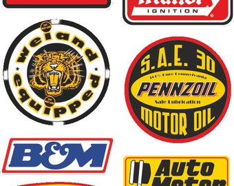 7x USA Sticker Hotrod Cult Sitcker Set Oldtimer Edelbrock Muscle Car V8 Oldschool Auto Youngtimer Rally MG606