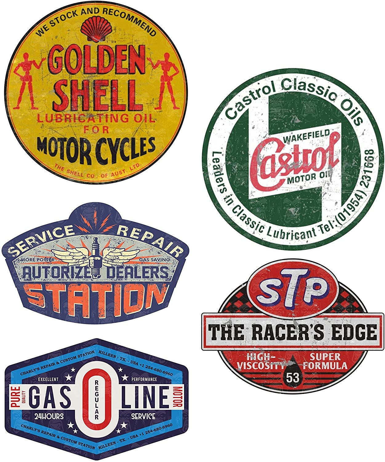 5x ヴィンテージオールドスクールステッカーカルトステッカーガソリン