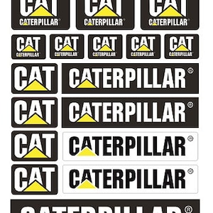 May include: A black and yellow logo featuring the text "CAT" and "CATERPILLAR" in white. The logo is repeated in various sizes and configurations.