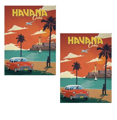 2x WORK & TRAVEL Sticker 8,5 x 6 cm Havana Cuba Backpacker Adventure Journey Luggage Suitcase Cult Travel Sticker Camper TR010