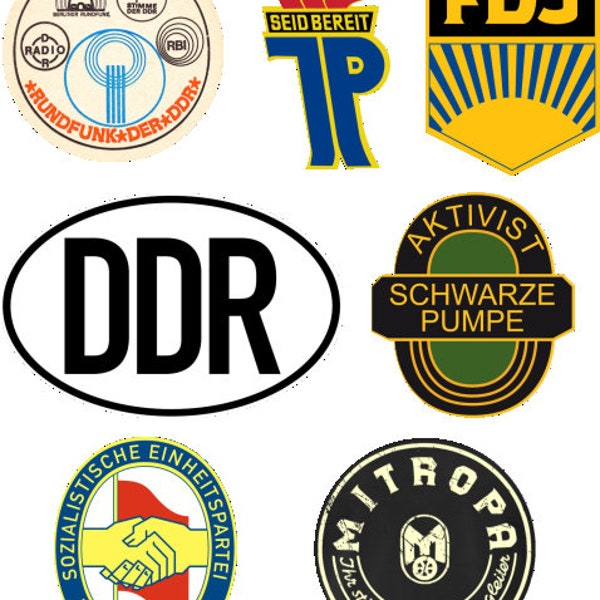 7x DDR Aufkleber Kult Sticker Set Mitropa FDJ JP Oldtimer Kulturgut Auto Vintage Osten Ostalgie Minol für Trabant Simson Traktor Zt usw #692