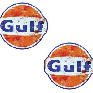 2x Vintage Gulf Sticker 10 cm Cult Sticker Rally Racing Oldtimer Motorsport Youngtimer Car V8 Motorsport