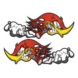 2x HOTROD Smoke sticker cult sticker classic car old school vintage car tuning V8 muscle car retro vintage rockabilly hot rod USA vs007
