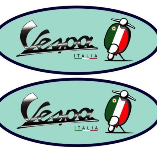 2x Vespa Aufkleber Kult Sticker Roller Italia Oldtimer Oldschool GTS 150 300 50 1:50 Tuning Motorrad Zweitakter #756