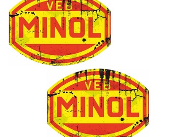 2x VEB Minol Vintage Sticker DDR Sticker Car Motorcycle Oldtimer Tractor Youngtimer Cult Retro Germany East Simson Schwalbe 2-stroke