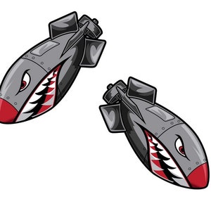 2x Shark Bomb Sticker 13 x 5,5cm Cult Sticker Car Motorcycle Racing Oldschool Oldtimer Youngtimer Airride V8 USA Hotrod Muscle Car #868