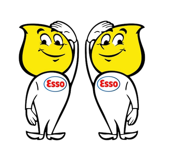 Pair Of ESSO Vintage Retro Stickers - Old School Hot Rod & Offroad Decals (Set Of 2)