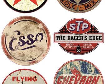 6x Vintage Old School Sticker Cult Sticker STP Hotrod Champion V8 USA Car Oil Oil Slick Vintage Rally Racing Rat Retro #501