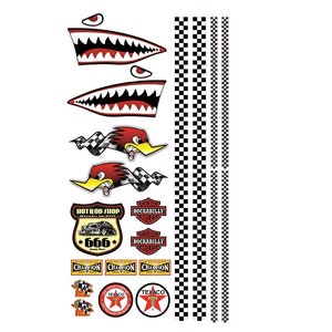 Model Kit Oldschool Shark Youngtimer Vintage 1 8 10 12 18 24 Checkered Flag Racing Cult Sticker Rock Crawler Car Buggy USA V8 RC02