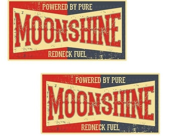 2x Moonshine Sticker USA Cult Sticker Old School Vintage Hillbilly V8 Tuning Youngtimer Muscle Car Motorcycle Biker Custom Rat Look