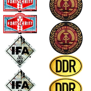 8x DDR-traktorklistermärken, kultklistermärkesset, 5 IFA Minol veterantraktorer, österns kulturarv, Ostalgi för framsteg, ZT etc.