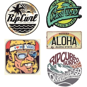 5x SURF Hawaii Sticker Cult Sticker Set Beach Bus Oldtimer Hippie Youngtimer Aloha Oldschool Retro Vintage Surf Board V8 # 970