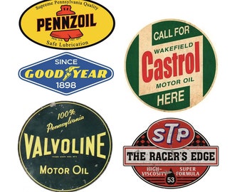 5x Vintage Oil Sticker Cult Sticker Set Benzine Motorsport Racing Oldtimer Oldschool Youngtimer V8 Hotrod Pickup Truck #300