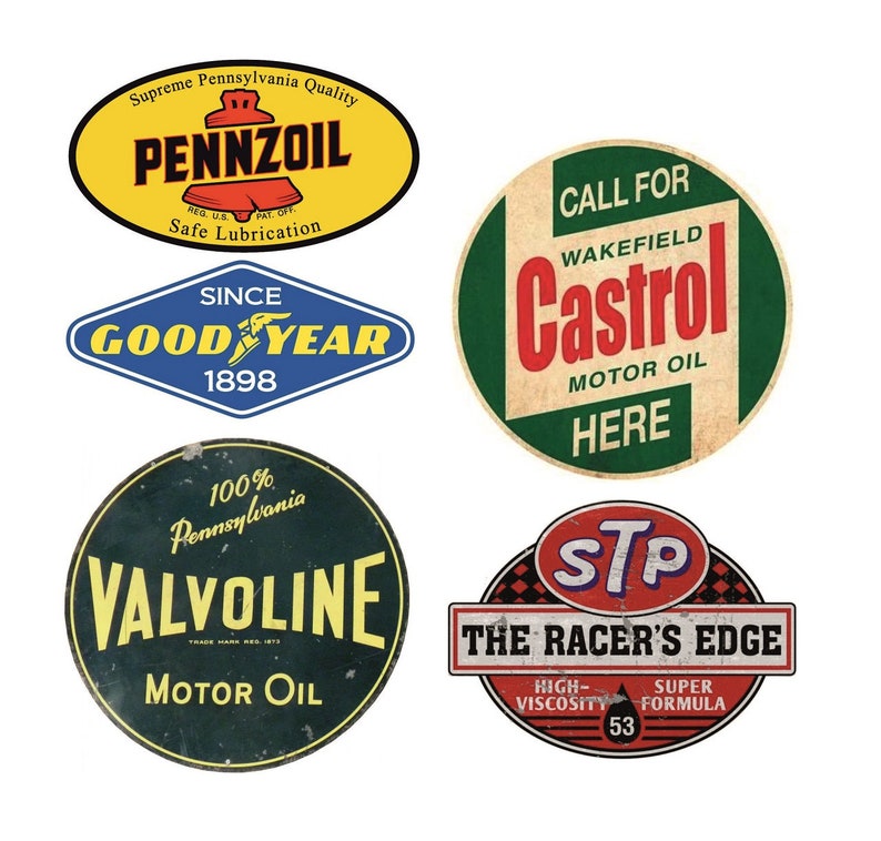 5x Vintage Oil Sticker Cult Sticker Set Essence Motorsport Racing Oldtimer Oldschool Youngtimer V8 Hotrod Pickup Truck 300 image 1