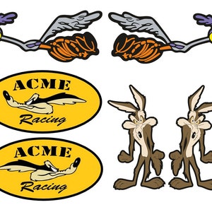 6x Coyote Racing Sticker Set Cult Road Runner Sticker Car Classic Car Oldschool Vintage Retro Hotrod V8 USA Youngtimer Rally Muscle Car Beep