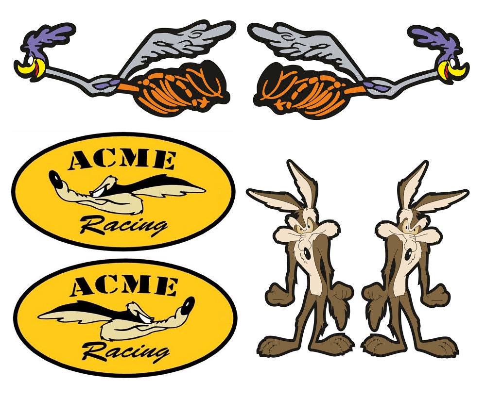 6x Coyote Racing Sticker Set Cult Road Runner Sticker Car Classic Car ...