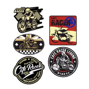 5x Cafe Racer Sticker Cult Sticker Set Motorcycle Biker MC 1% Bobber UK Car Oldtimer Oldschool Racing Race Vintage MG621