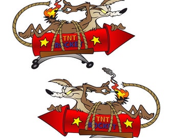 2x WILE E Coyote Sticker Road Runner Cult Car Moto Vintage Old School Hotrod Muscle Car V8 Retro Vintage V8