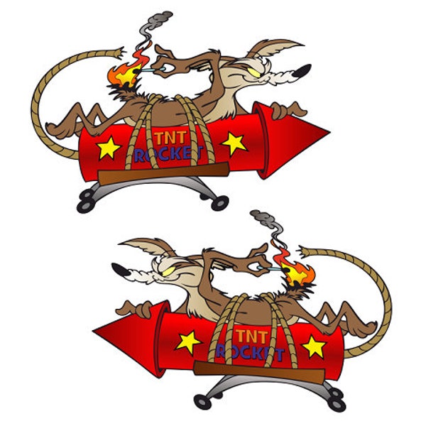 2x WILE E Coyote Aufkleber Sticker Road Runner Kult Auto Motorrad Oldtimer Oldschool Hotrod Muscle Car V8 Retro Vintage V8