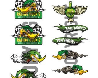 9x Racing Ducks sticker set cult sticker motorcycle car tuning old school USA muscle car hotrod V8 biker custom chopper vintage car V2 vs013