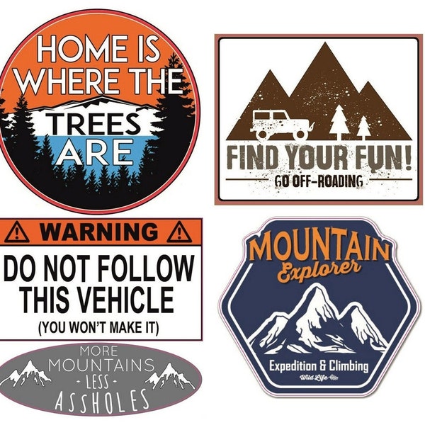 5x Offroad Sticker Cult Sticker 4x4 SUV Car Camper Allrad Expedition Mountain Fun Defender ecc. USA V8 Campeggio #718