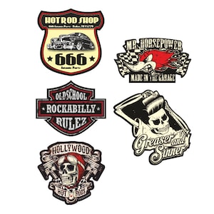 5x Grease Aufkleber Kult Sticker Set Rockabilly Rocker Biker Motorrad Auto Oldtimer Vintage Retro Skull Cross 666 MG610