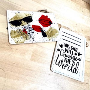 Billetera pequeña personalizada para ella, billetera elegante pintada a mano, billetera de regalo para niña, billetera elegante de moda, regalo de dama de honor, billetera elegante y elegante para ella