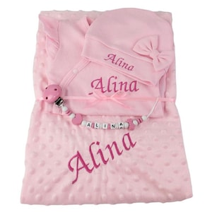 Babyset Erstlingsset mit Namen Rosa