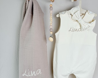 Baby set, first set, muslin blanket with name