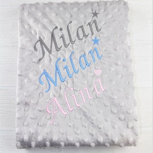 Plush blanket with name baby blanket Gray