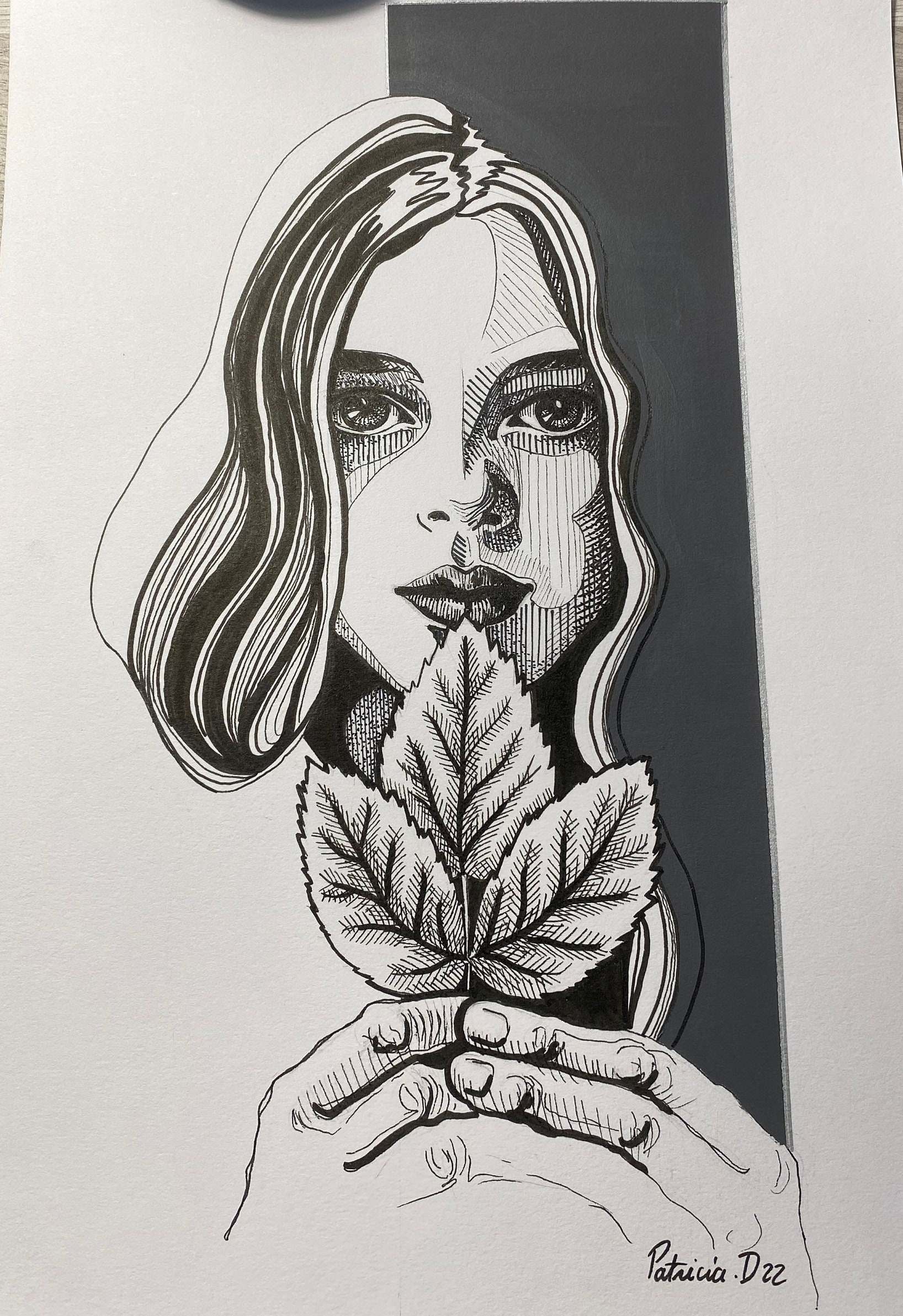 Illustration Jeune Fille à La Feuille