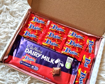 Cadbury Daim Chocolate Gift Box, Full Size Bar, Mini Bars, Birthday Hamper