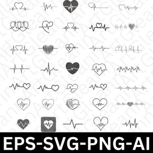 Heart Beat Bundle SVG,  Heartbeat Silhouette, Healthcare, Nurse svg, Heart Beat Line svg, Nurse svg, Valentines Day, Heart beat Svg,
