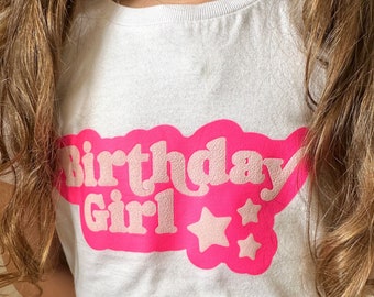Birthday girl T shirt, party outfit tee, 3d printed tshirt, trendy gift for kids, birthday present for 5 year old girl from mum, for friend